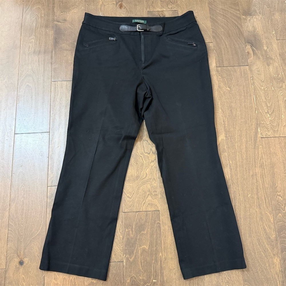Lauren Ralph Lauren Pants Womens 14P Black Bootcut Stretch Zip Pockets
